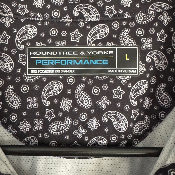 Roundtree & Yorke Performance Polo Shirt Paisley‎ Print Golf Athletic L - Picture 4 of 7